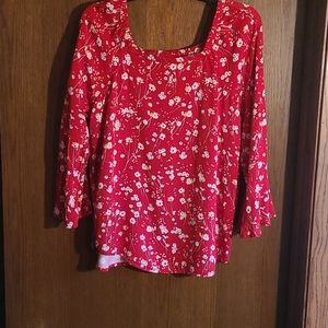 Square neck bell sleeve top